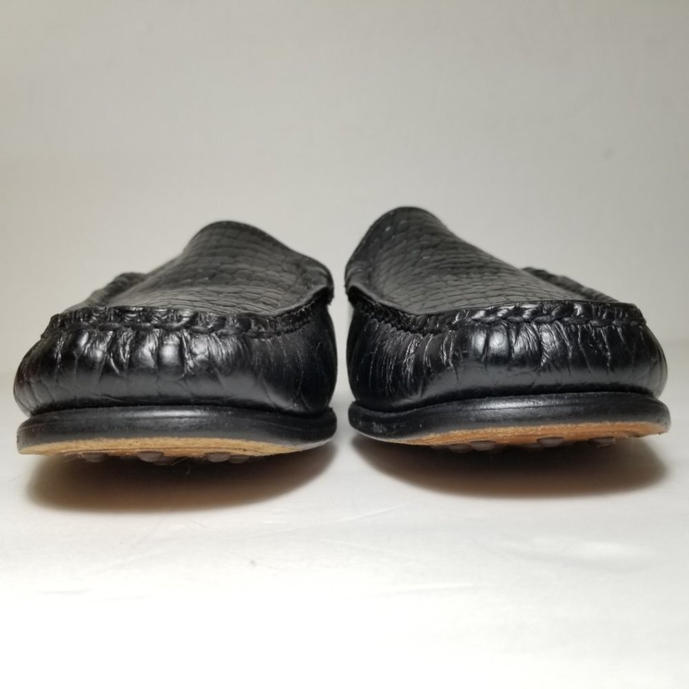 Womens L.L. Bean Loafers black size 6.5 faux croc - Picture 3 of 8